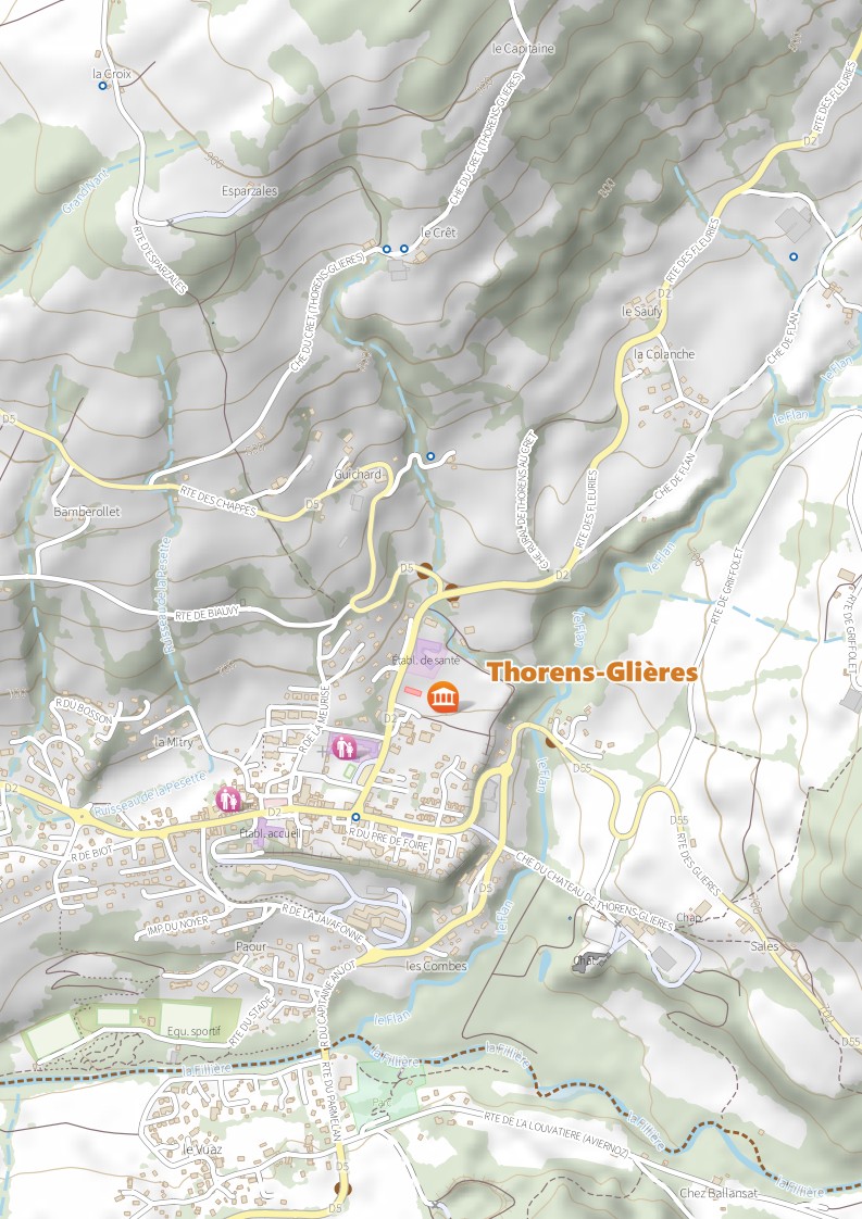 Cartographie murale grand format de la commune de Fillière réalisée par InfoSIG Cartographie